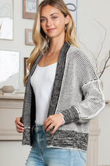 Apricot Gingham Contrast Trim Open Front Cardigan