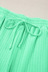 Mint Green Textured Batwing Sleeve Tee & Wide Leg Pants Plus Size Set