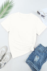 Red Solid Color Basic Crew Neck Plain Tee