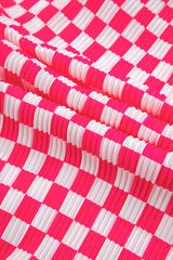 Pink Checkered Buttoned Shirt and High Waist Pants Set