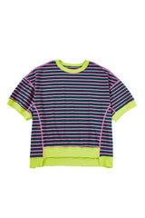 Pink Stripe Colorblock Drop Sleeve Oversized T Shirt