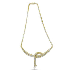 14k Yellow Gold 17.0 Cttw Diamond Double Row Lariat 18" Inch Tennis