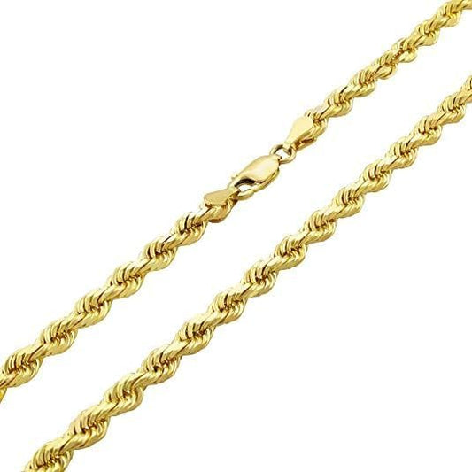 Galaxy Gold GG 14K SOLID GOLD DIAMOND CUT ROPE MENS CHAIN 4MM THICK 18 inch length