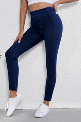 Black Back Pocket Stretchy Denim Casual Leggings