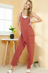 Black Solid Color Loose Fit Harem Jumpsuit