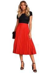 Pleated Silk Chic Long Skirt With Elastic Waist