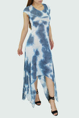 Short sleeve tie dye print dress Blue