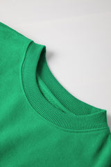 Smoke Green Solid Color Drop Shoulder Terry Sweatshirt