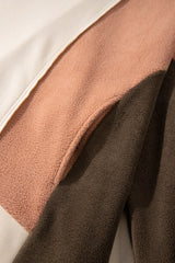 Brown Plus Size Exposed Seam Patchwork Sweatshirt