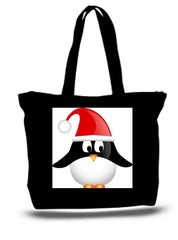 Christmas Penguin Large Tote Grocery & Stuff Bag