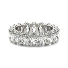 4 CTW Oval Lab Grown Diamond Couture Classic Eternity Ring 14K White