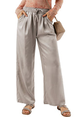 Jet Stream Solid Pleated Drawstring High Waist Wide Leg Pants