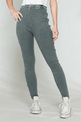 Dark Grey Vintage Wash Ribbed Leggings