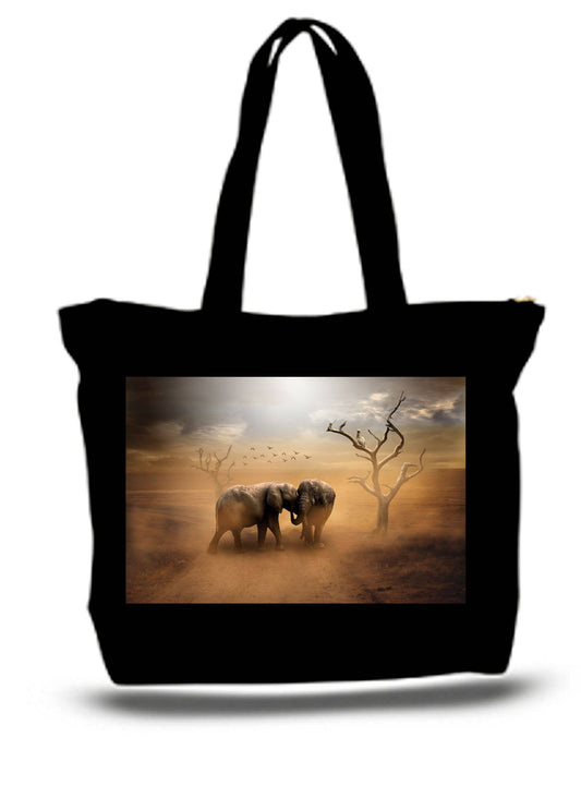 Elephant In The Love Of Dust Large Tote Grocery & Stuff Bag