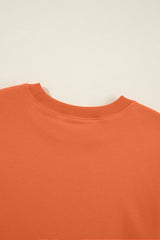 Orange Solid Color Classic Crewneck Pullover Sweatshirt