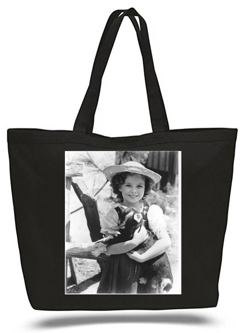 Sherly Temple and Her Goat Large Tote Grocery & Stuff Bag