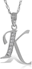 Galaxy Gold GG Initial 'K' Pendant Diamond Necklace 14K Solid White Gold Pendant Necklace with Natural Diamonds MADE IN USA High Polish Finish Rhodium Finish Handcrafted Personal