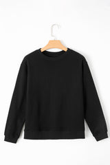 Smoke Green Solid Color Drop Shoulder Terry Sweatshirt