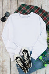 Blank Sweatshirt - White Plain Comfy Knit Pullover Sweatshirt Customized