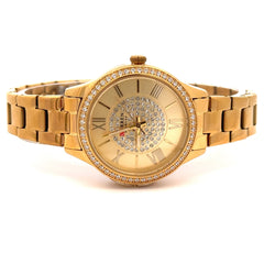 QUIN METAL BACK ROSE GOLD STAINLESS ICED OUT LADIES WATCH I 551665