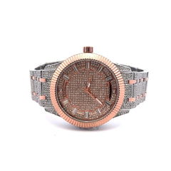 CAELUM HIPHOP TWO TONE ROSE GOLD METAL ICED OUT MENS WATCH I 5630718