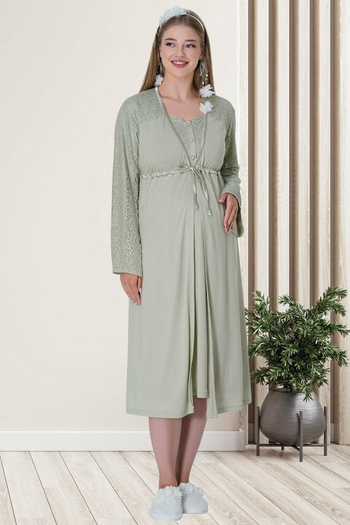 Shopymommy 5715 Lace Embroidered Maternity & Nursing Nightgown With