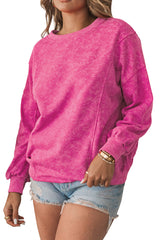 Blank Sweatshirt - Rosy Distressed Casual Loose Pullover Sweatshirt Customized