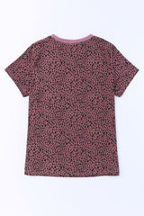 Black Cheetah Print Casual Short Sleeve Crew Neck T Shirt