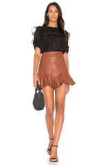 VEGAN LEATHER RUFFLE SKIRT