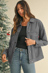 Light Blue Washed Oversized Pocketed Denim Jacket