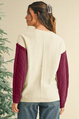 Gold Flame Colorblock Pocket Drop Shoulder Sweater