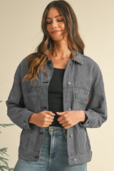 Light Blue Washed Oversized Pocketed Denim Jacket