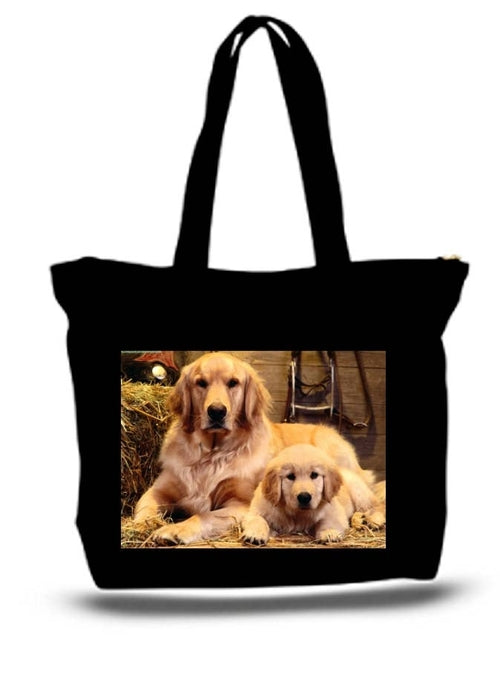 Golden Retrievers Large Tote Grocery & Stuff Bag