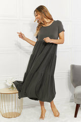 Round Neck Short Sleeve Tiered Dress