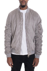 Grey Smoke Faux Suede Tagged Bomber