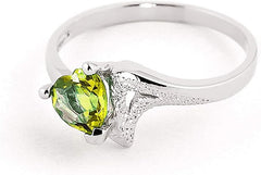 Galaxy Gold GG 14k Solid White Gold Ring with Natural Heart-shaped Peridot - Size 7.5