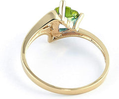 Galaxy Gold GG 14k Solid Gold Ring with Natural Heart-shaped Peridot - Size 10.5