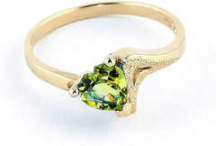 Galaxy Gold GG 14k Solid Gold Ring with Natural Heart-shaped Peridot - Size 7.5