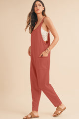 Black Solid Color Loose Fit Harem Jumpsuit