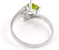 Galaxy Gold GG 14k Solid White Gold Ring with Natural Heart-shaped Peridot - Size 7.5