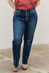 Judy Blue Pauline Full Size High Waisted Button Fly Wide Leg Jeans