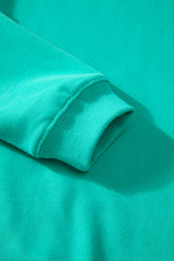 Smoke Green Solid Color Drop Shoulder Terry Sweatshirt