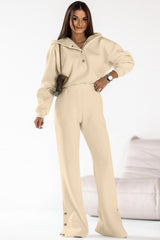 Parchment Plain Hoodie and High Waist Two Piece Pants Set