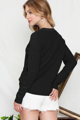 Green Solid Color Waffle Knit Long Sleeve Henley Shirt