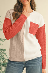 Gold Flame Colorblock Pocket Drop Shoulder Sweater