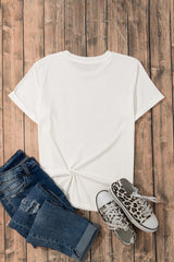 Red Solid Color Basic Crew Neck Plain Tee