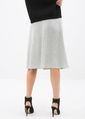 High Waisted Wool Knit Midi Skirt In Heather Grey