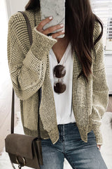 Apricot Gingham Contrast Trim Open Front Cardigan