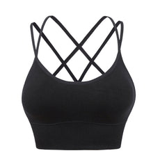 Dual Strap Cross Back Sports Bra with Padded Support Tank Top for