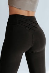 Black Criss Cross Tummy Control High Waisted Leggings